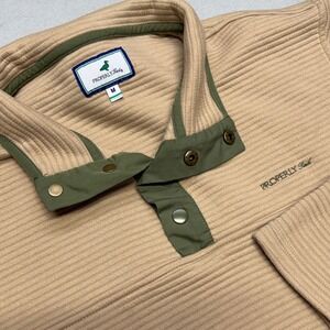 Properly Tied Ridgeway Pullover Womens M Tan Ribbed Quarter Snap Sweatshirt